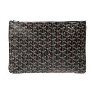 GOYARD Sena PM Brown Men's Clutch Bag, Goyardine Canvas & Chevroche Calf Leat...
